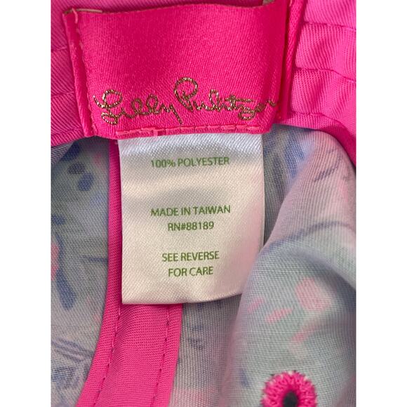 Lilly Pulitzer Tropical Golf Run Around Hat Green Pink Golf Cart Palm Trees - Picture 6 of 7